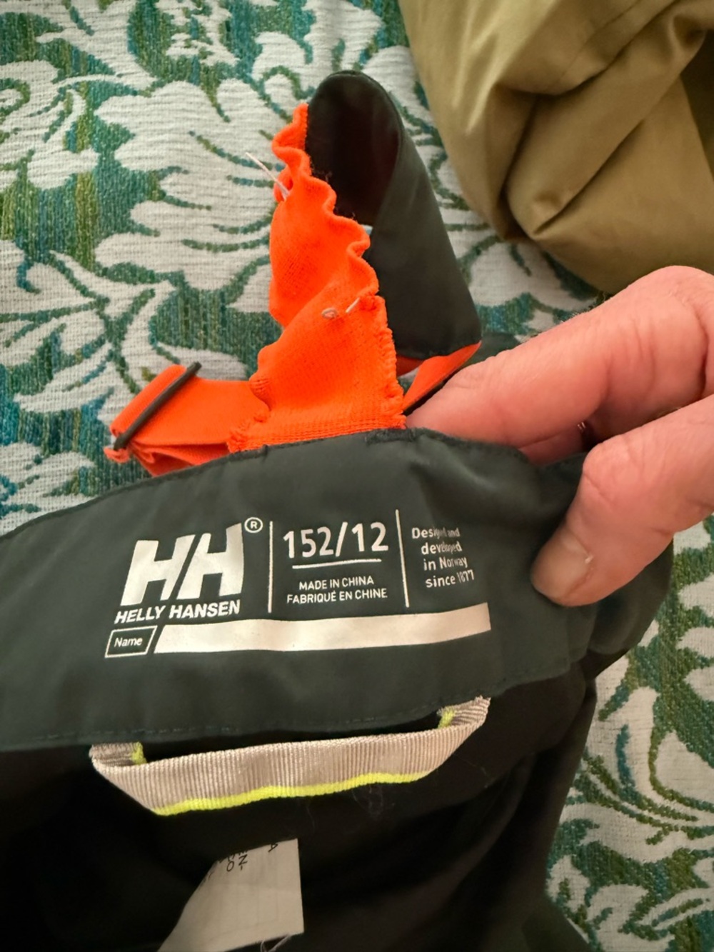Helly Hansen Green Snow Overalls with Orange Straps. - Picture 3 of 5